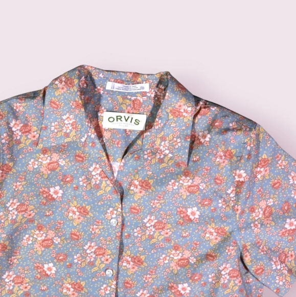Orvis Tops - Orvis Vintage Floral Button Up Shirt Blouse Size 12 Lightweight Cotton Shirt